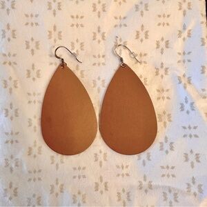 EUC Nickel & Suede tan teardrop earrings